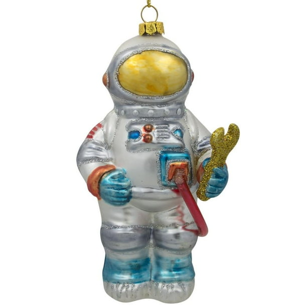 BestPysanky Astronaut in Open Space Blown Glass Christmas Ornament 5 Inches